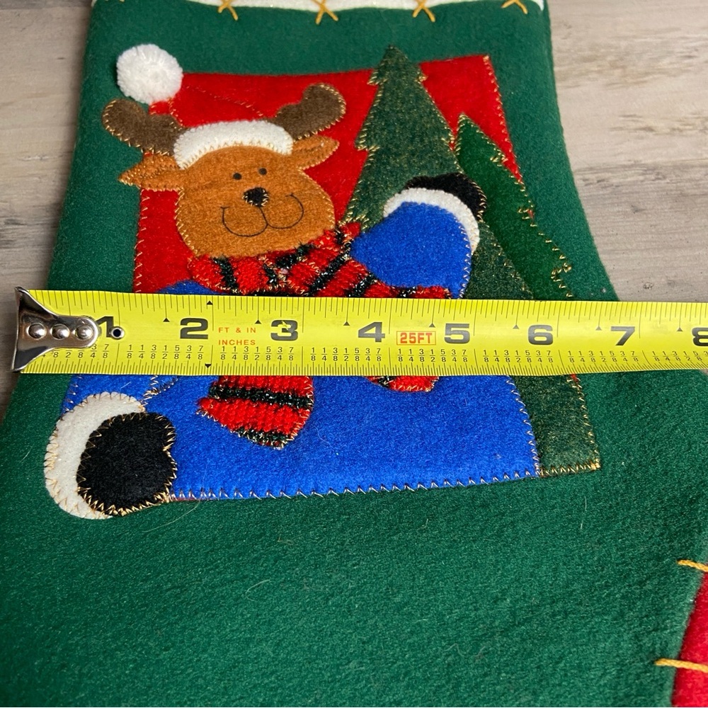 Vintage Christmas Stocking Felt Applique with Reindeer Design Noel - Picture 7 of 7